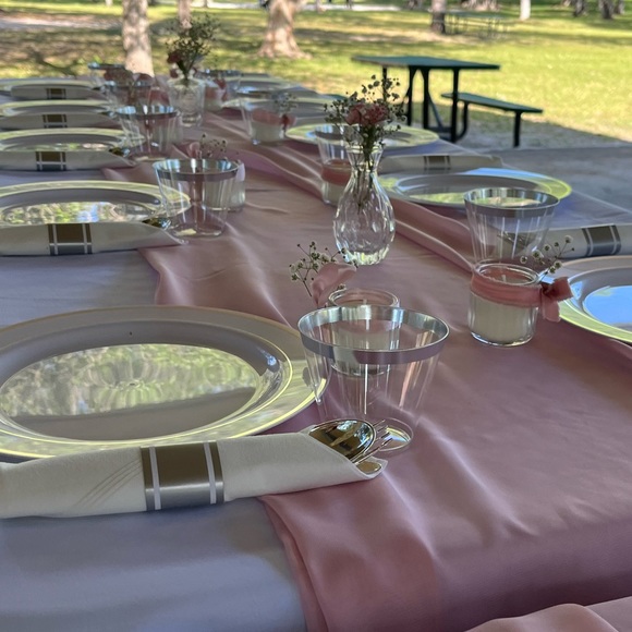 10 ft Dusty Rose Pink Table Runners Chiffon pack of 5 - Picture 3 of 4